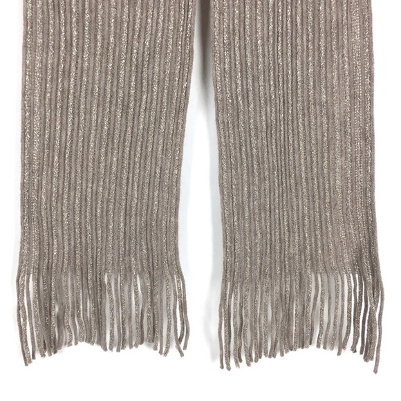 CHARMING CHARLIE Fringe Scarf Metallic Glitter Ribbed Neutral Minimalist Soft - Picture 4 of 5
